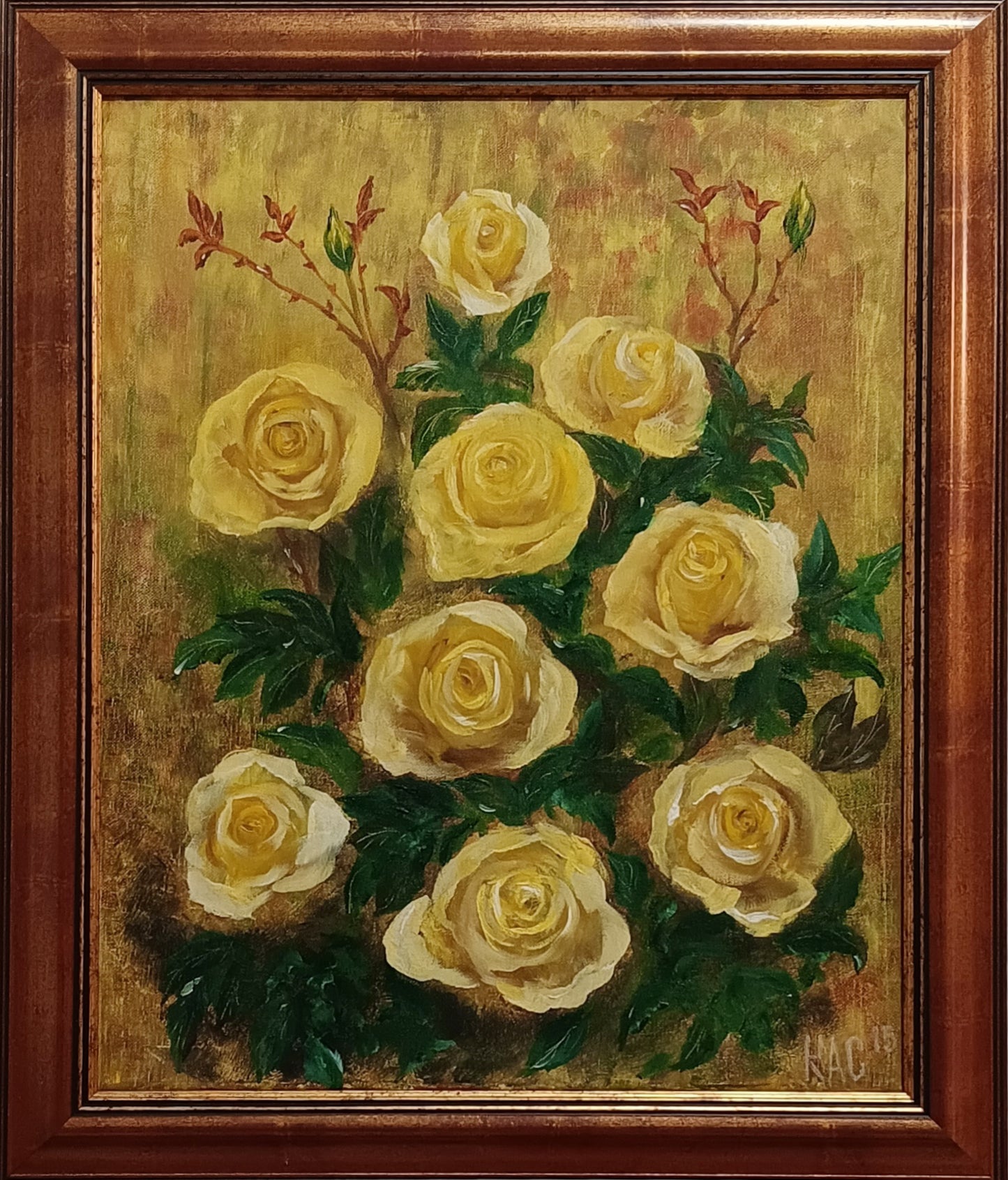 Yellow Roses - Original and unique oil painting on canvas