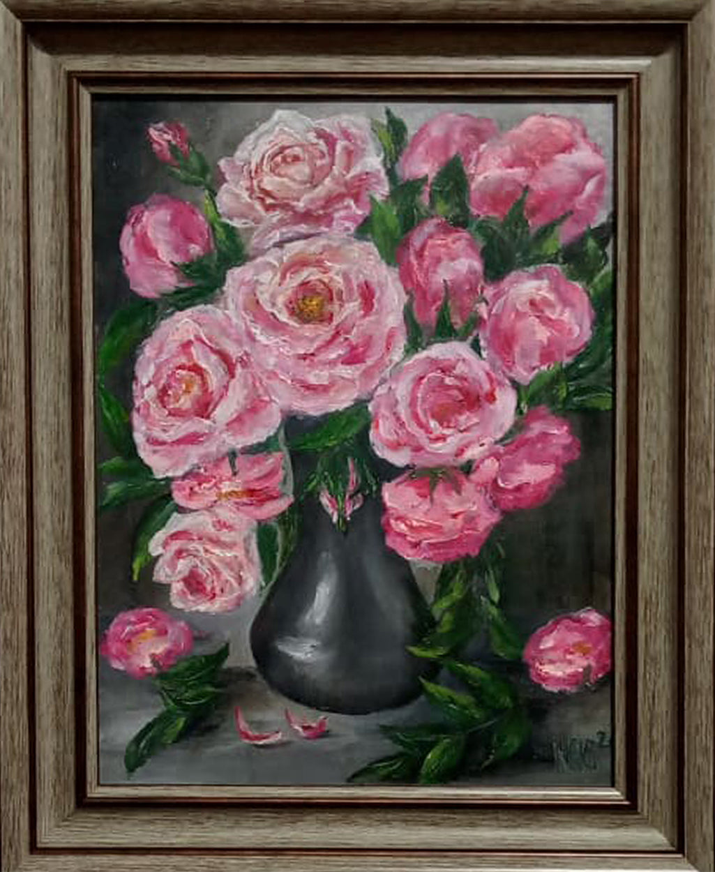 roses-silver-vase-pink-bouquet-still-life-vintage-spring-summer-beautiful-painting-oil-paints-canvas-handpainted