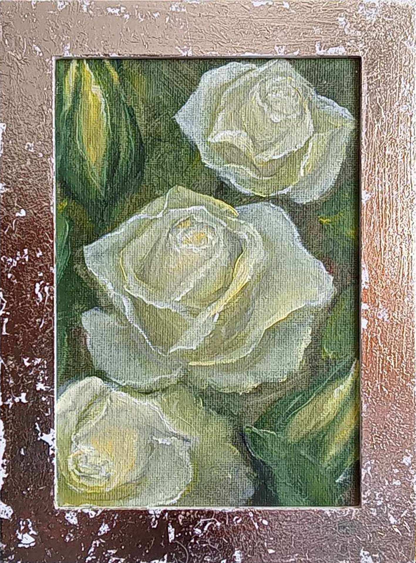 Yellow-Roses-Miniature-Original-Original-Hand-Painted-Oil-Painting-still-life-on-canvas-for-sale-by-artist