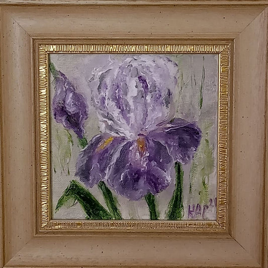 Iris - Spring purple flowers - Original and unique oil painting on canvas
