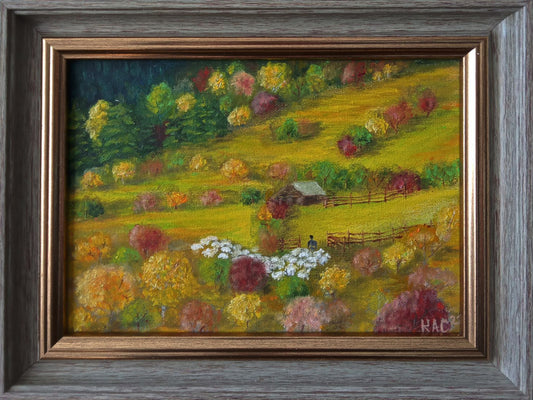 Autumn - Mountain autumn landscape - Original and unique oil painting on canvas - Miniature