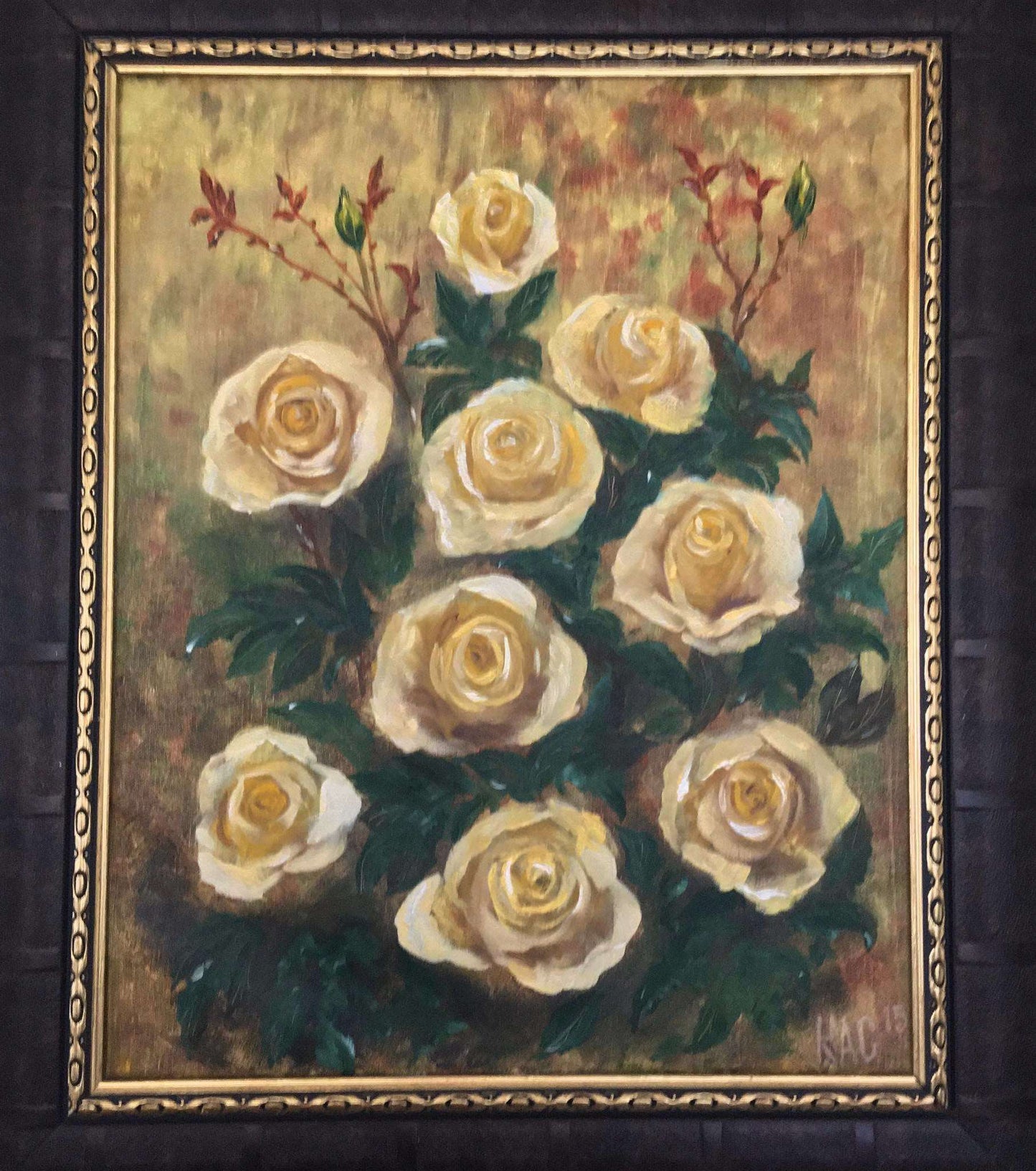 Yellow Roses - Original and unique oil painting on canvas