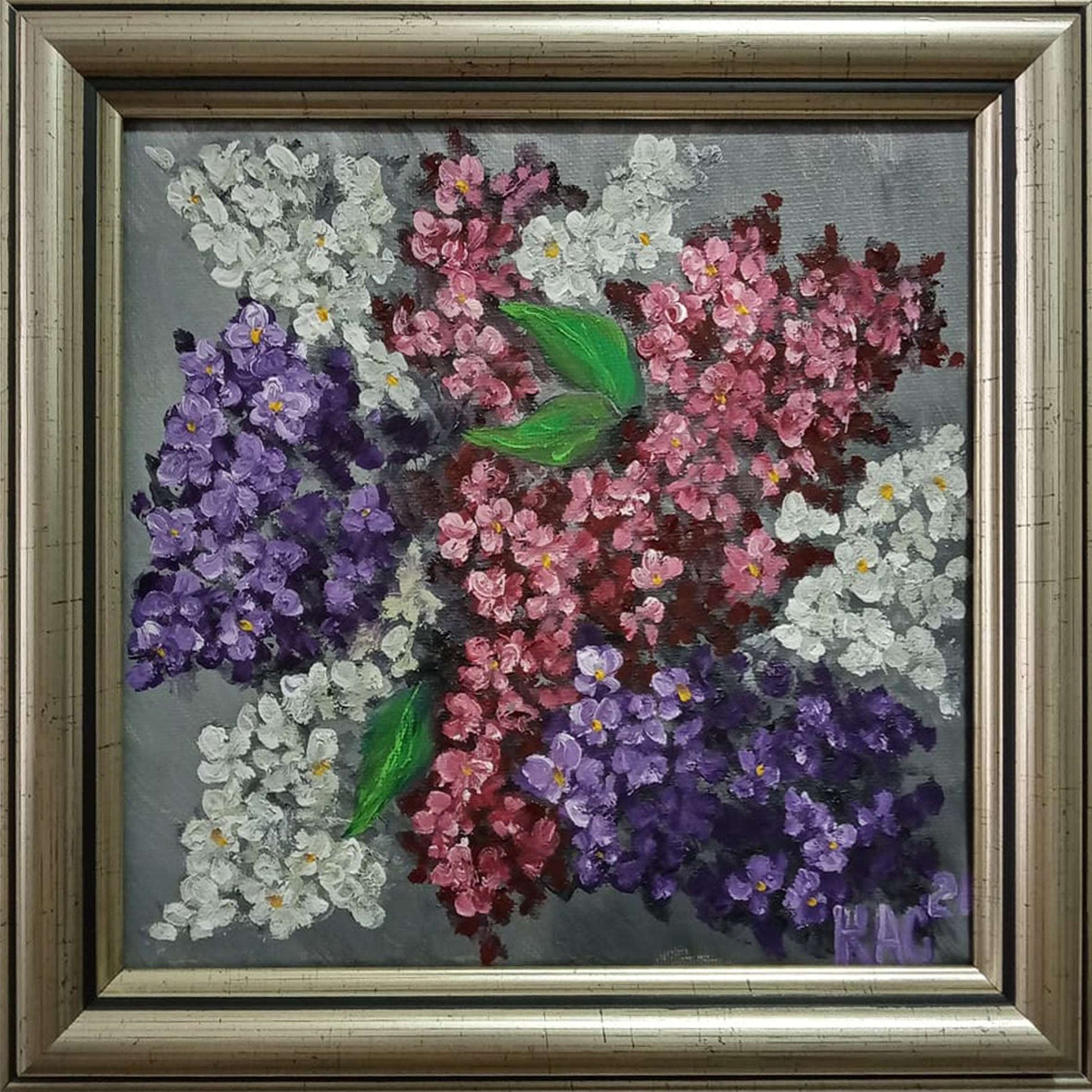 Lilacs-Spring purple flowers-Original and unique oil painting on canvas