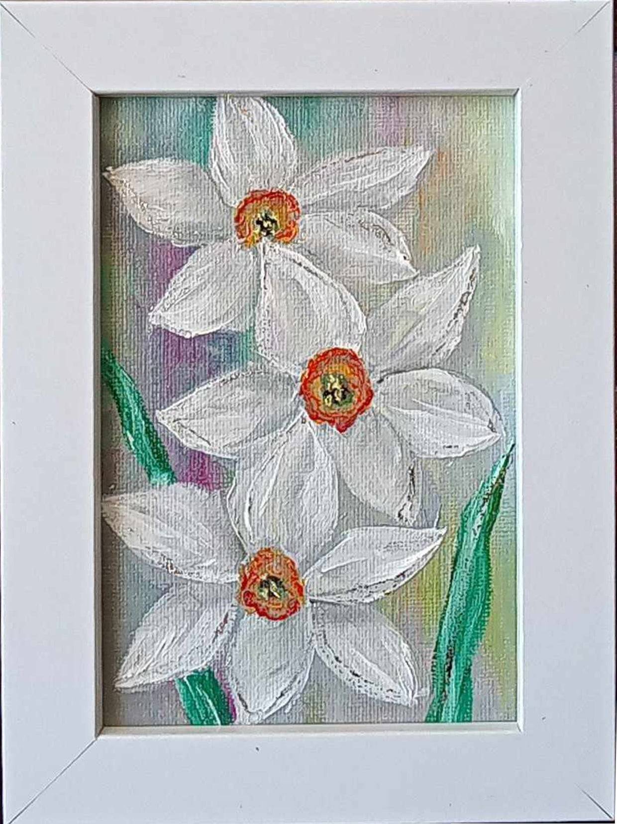 Poetic-Daffodils-Miniature-Original-oil-painting