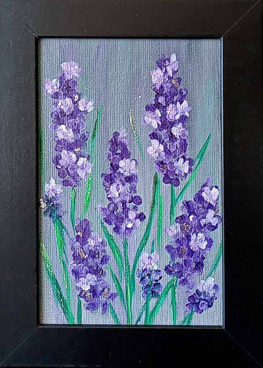 Lavender - Miniature - Original and unique oil painting with gilding